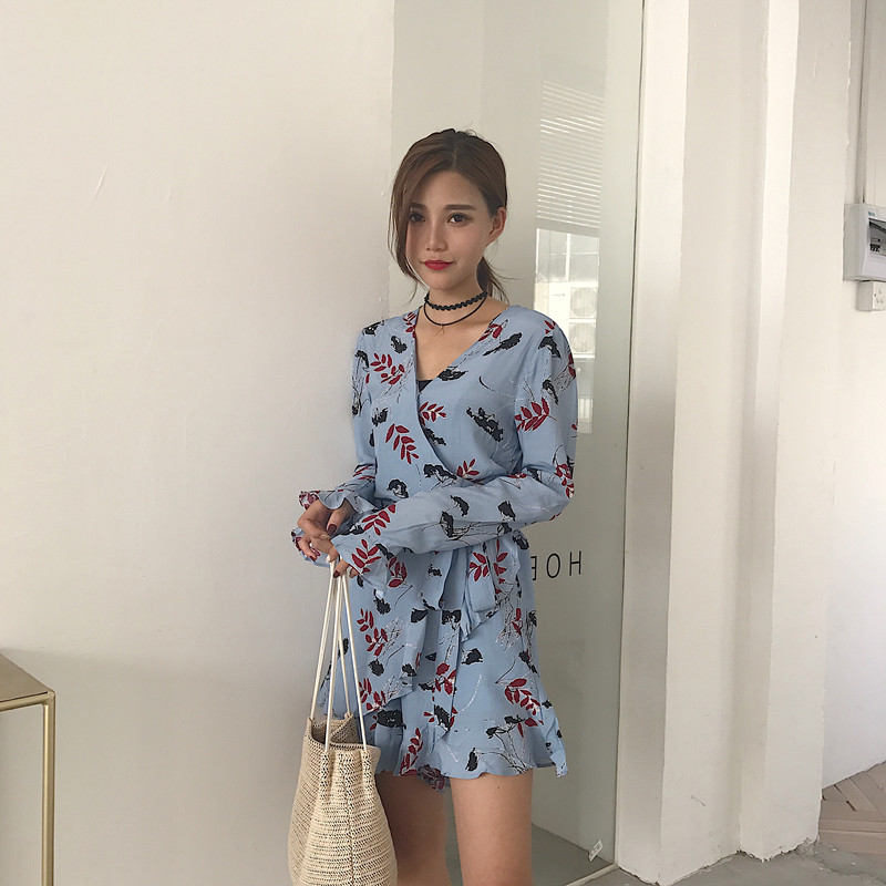 Maid Jay Autumn Leaves Chiffon Frill Sleeveless Wr