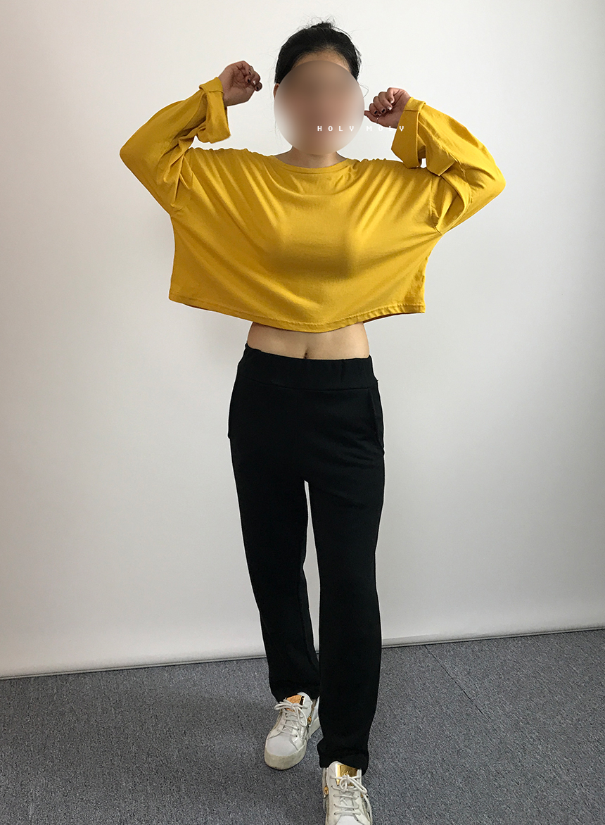 Plain 8800 Basic Crop Long Sleeve Tee 6color Holly