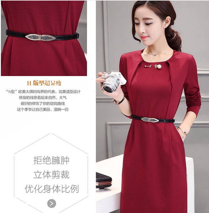 B10156 Autumn Chiffon Dress Elegant One Piece Work