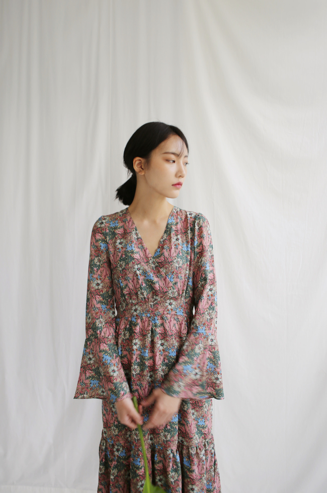 New Women Dress Flower Lap Long Dress 2color Flora