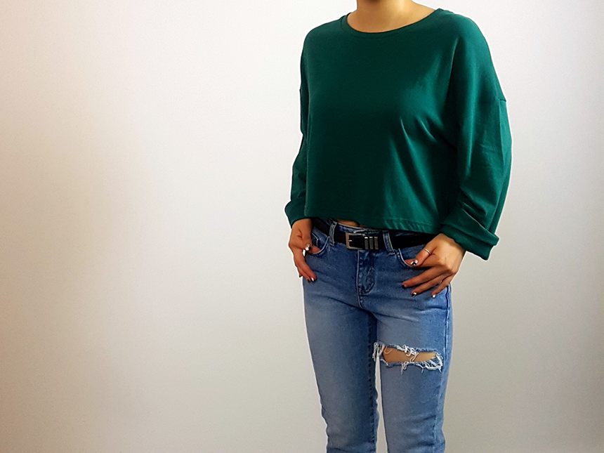 Plain 8800 Basic Crop Long Sleeve Tee 6color Holly