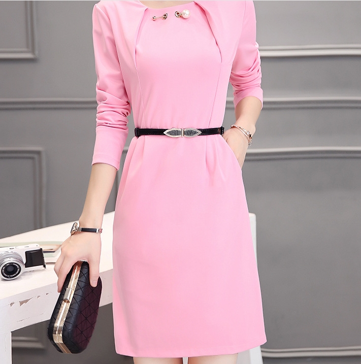 B10156 Autumn Chiffon Dress Elegant One Piece Work