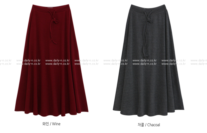 Dolce Ribbon Banding Skirt Flare Long Autumn Long 