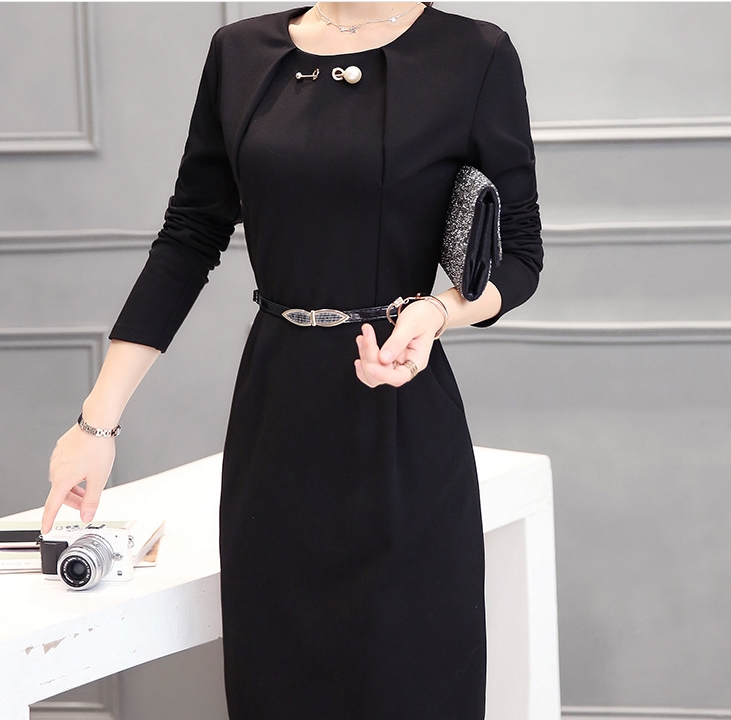 B10156 Autumn Chiffon Dress Elegant One Piece Work