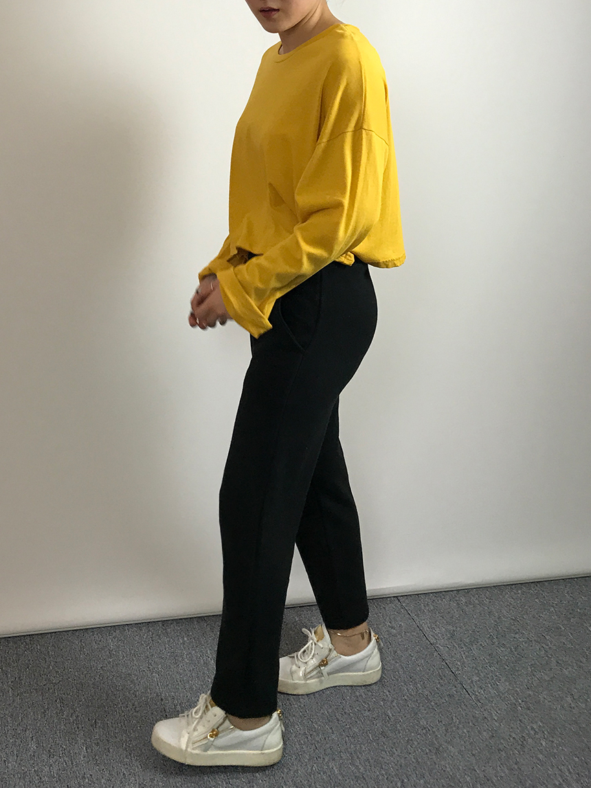 Plain 8800 Basic Crop Long Sleeve Tee 6color Holly