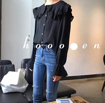 Women Blouses Sleeveless ruffle black white check 