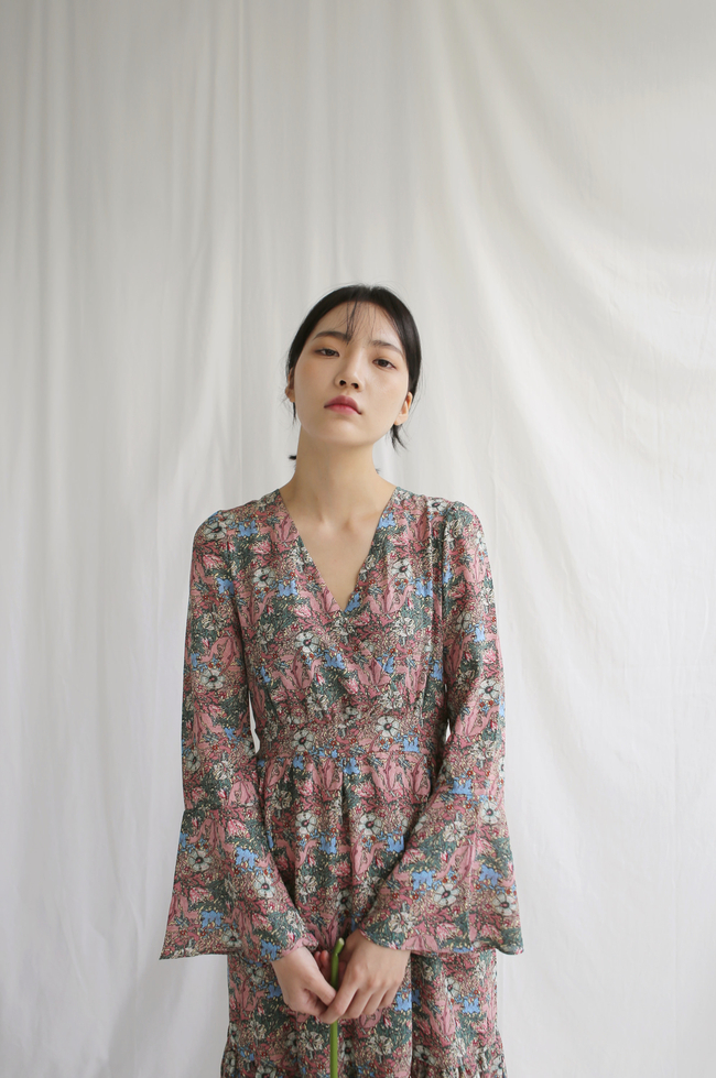 New Women Dress Flower Lap Long Dress 2color Flora