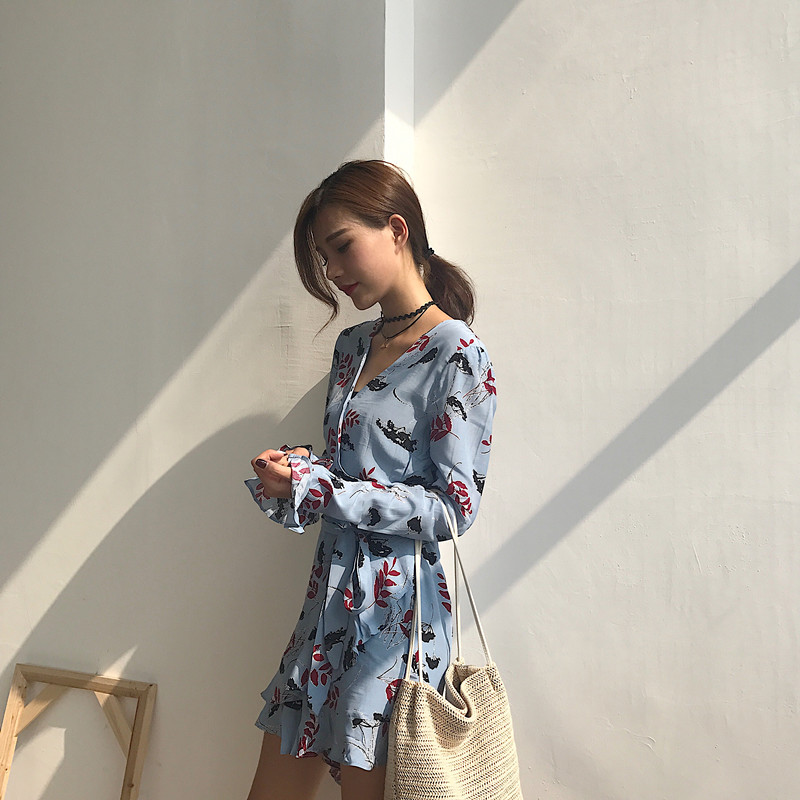 Maid Jay Autumn Leaves Chiffon Frill Sleeveless Wr