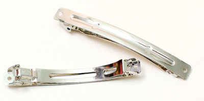 NEW HAIR CLIP HOOP Dongle Blue Check Ribbon Hairpi