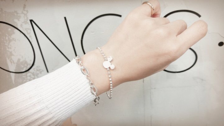 925silver Mickey Gundam line bracelet child availa
