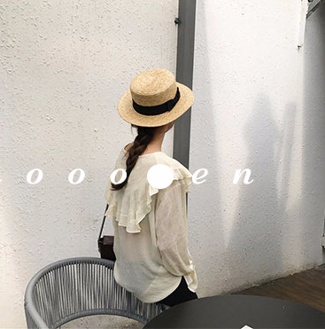 Women Blouses Sleeveless ruffle black white check 