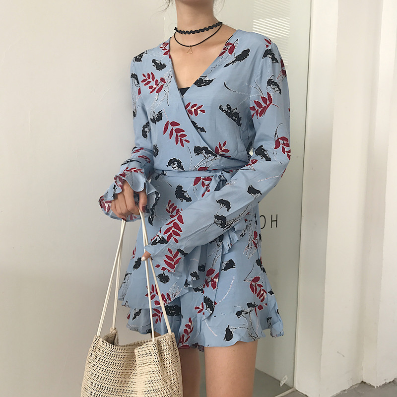 Maid Jay Autumn Leaves Chiffon Frill Sleeveless Wr