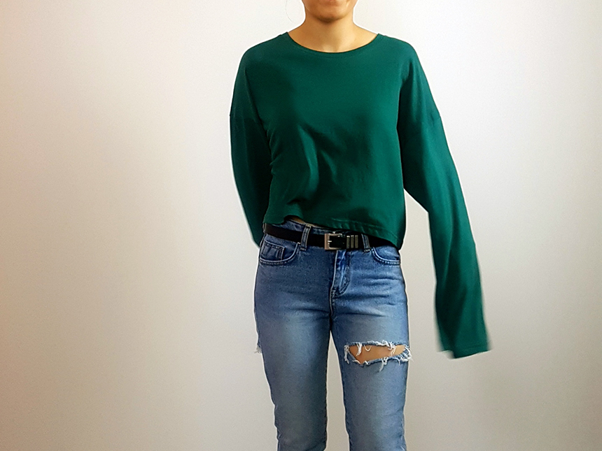 Plain 8800 Basic Crop Long Sleeve Tee 6color Holly