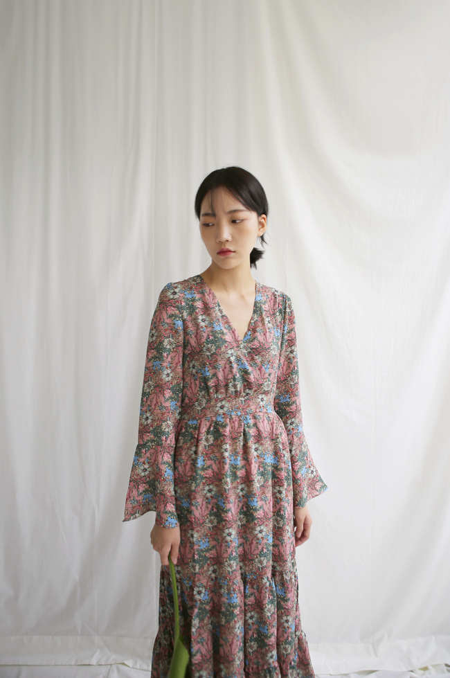 New Women Dress Flower Lap Long Dress 2color Flora