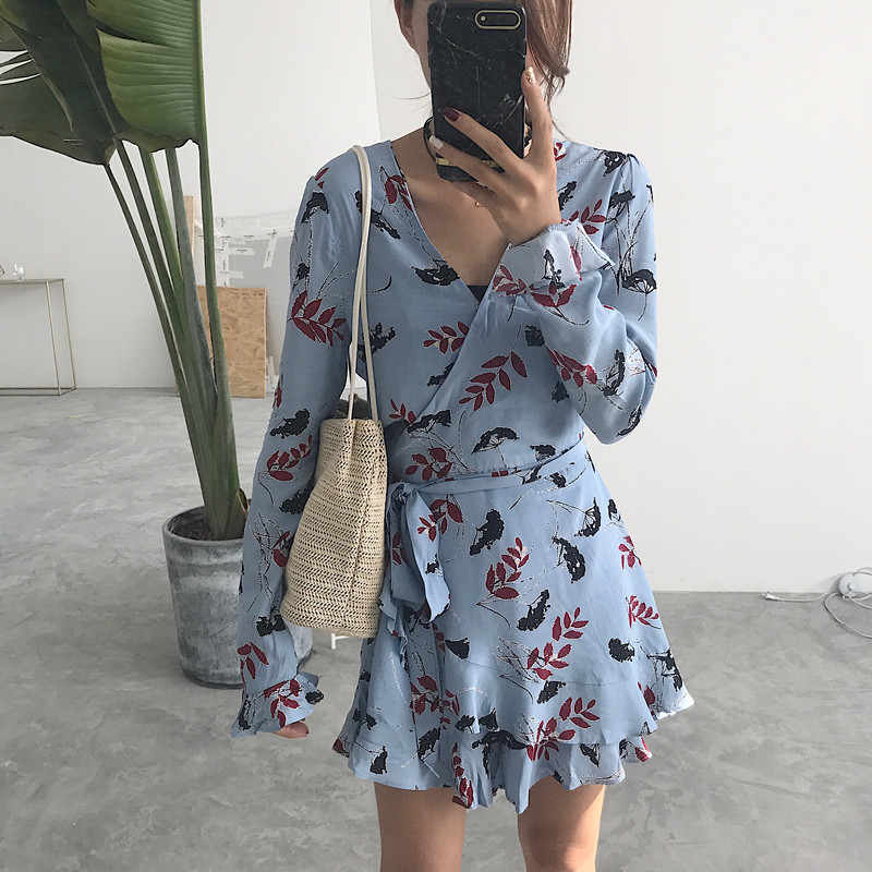 Maid Jay Autumn Leaves Chiffon Frill Sleeveless Wr