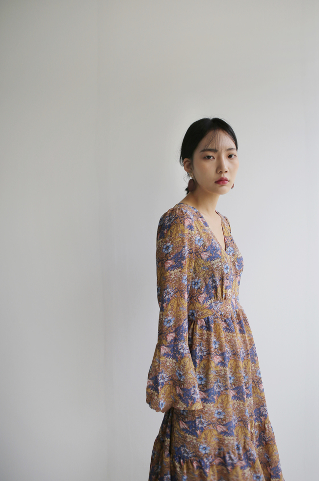 New Women Dress Flower Lap Long Dress 2color Flora