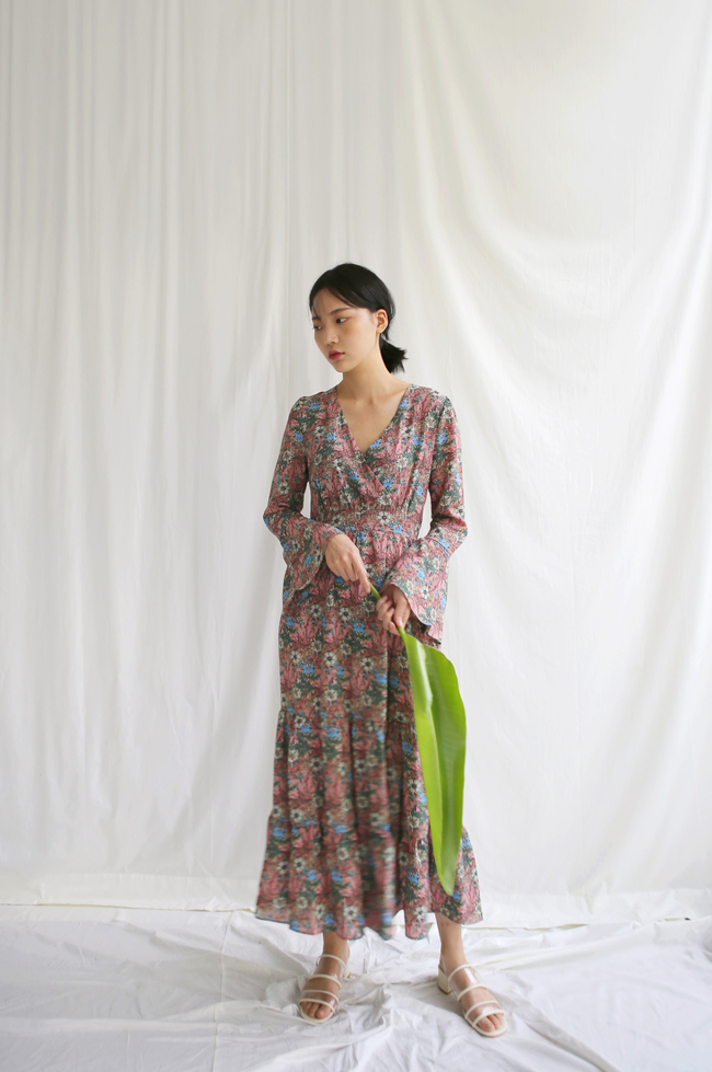 New Women Dress Flower Lap Long Dress 2color Flora