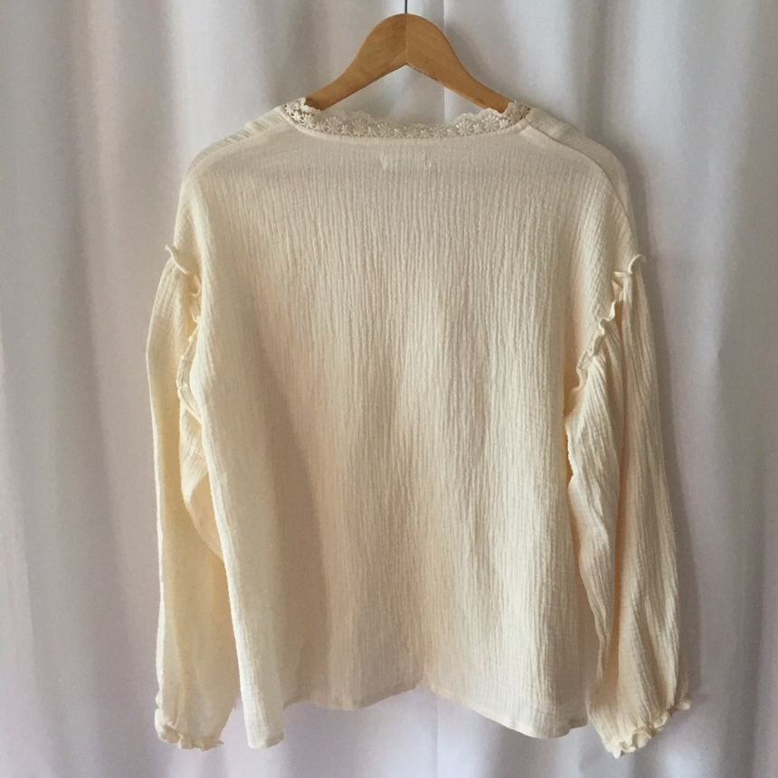 NEW FASHION LADY GIRL Blouse Fall lace ruffle puff