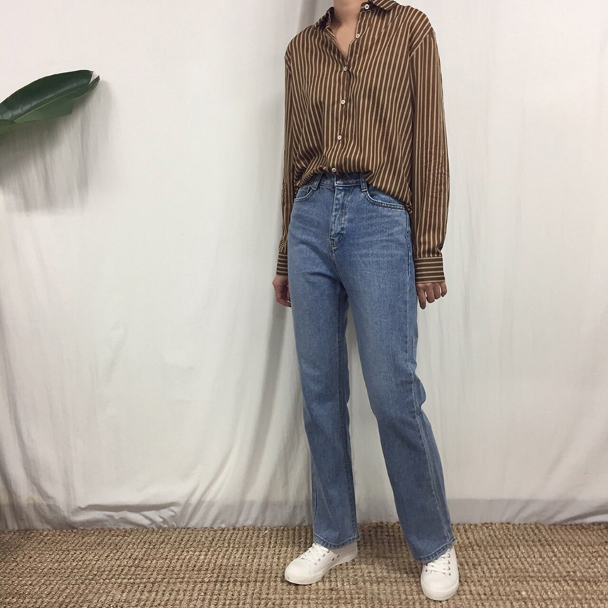 Women Jeans Pants High-waisted Fit Long Denim Pant