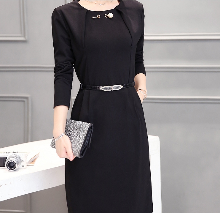 B10156 Autumn Chiffon Dress Elegant One Piece Work