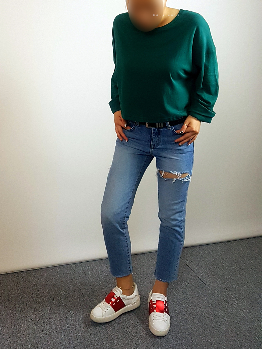 Plain 8800 Basic Crop Long Sleeve Tee 6color Holly