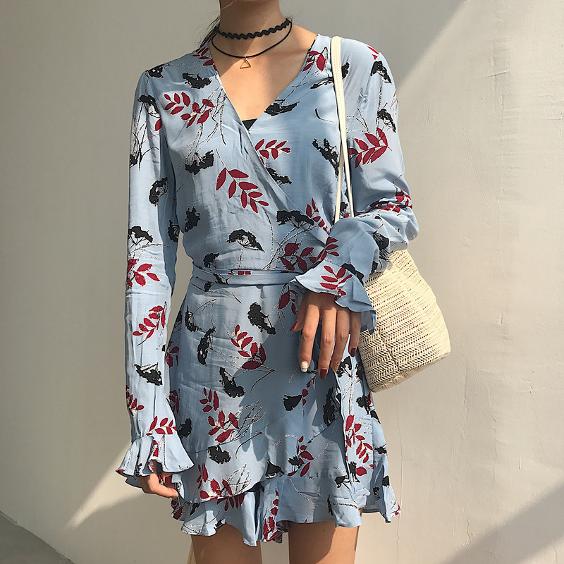 Maid Jay Autumn Leaves Chiffon Frill Sleeveless Wr