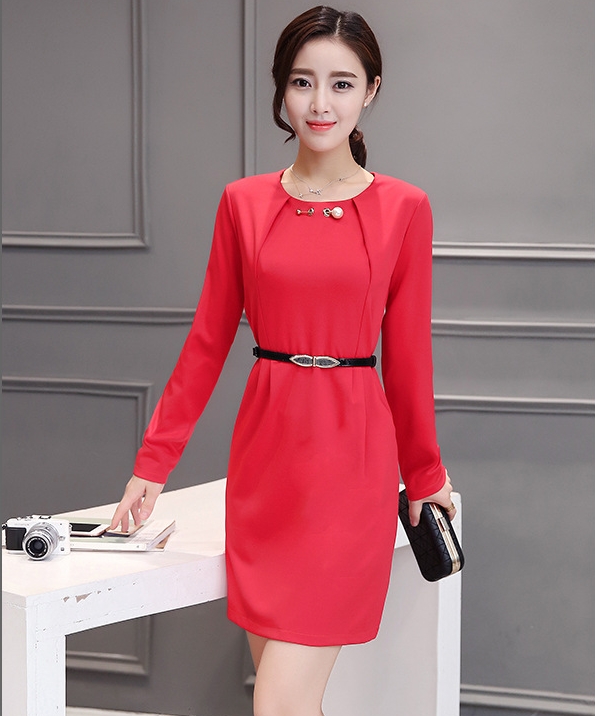 B10156 Autumn Chiffon Dress Elegant One Piece Work