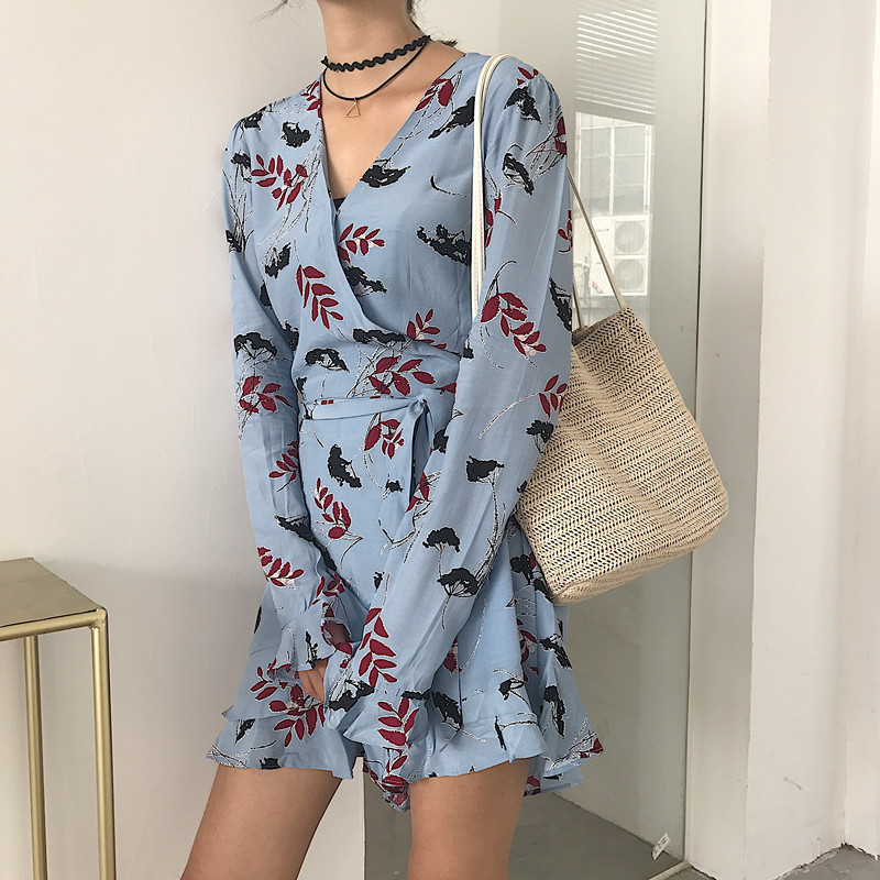 Maid Jay Autumn Leaves Chiffon Frill Sleeveless Wr