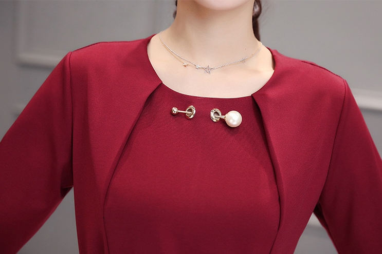 B10156 Autumn Chiffon Dress Elegant One Piece Work