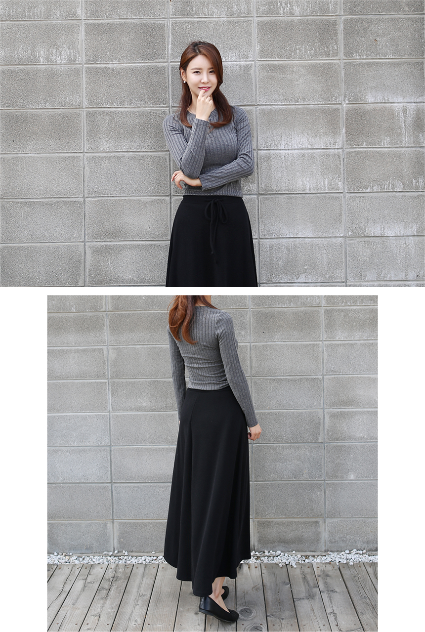 Dolce Ribbon Banding Skirt Flare Long Autumn Long 