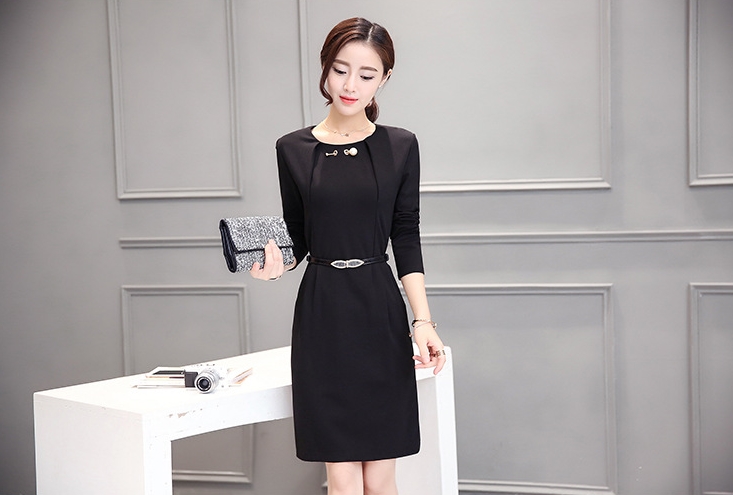 B10156 Autumn Chiffon Dress Elegant One Piece Work