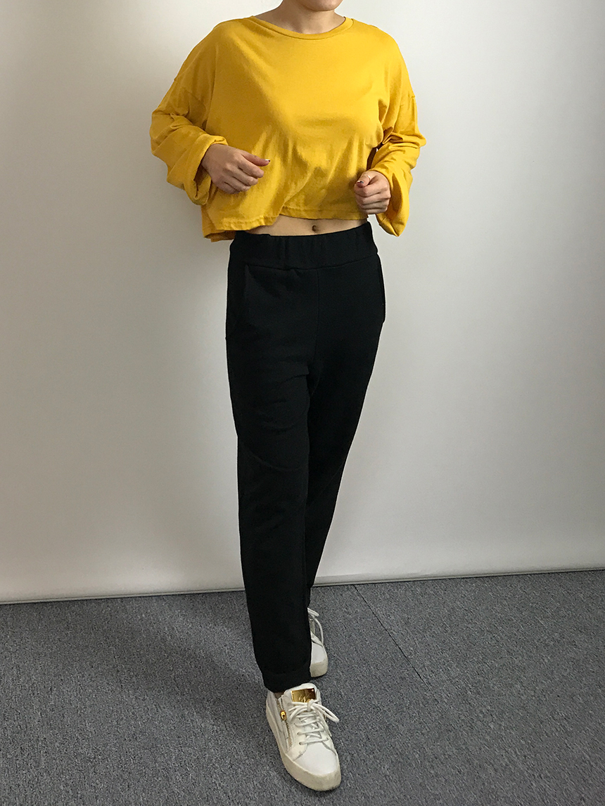 Plain 8800 Basic Crop Long Sleeve Tee 6color Holly