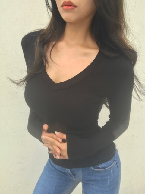 Volume basic span slim V neck short sleeve polo 4c