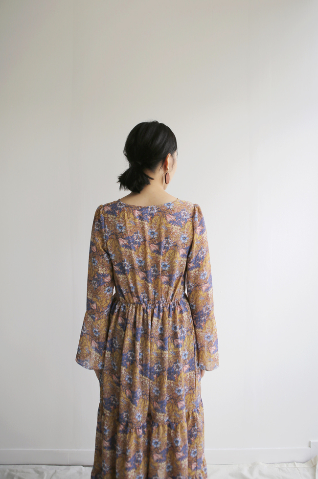 New Women Dress Flower Lap Long Dress 2color Flora