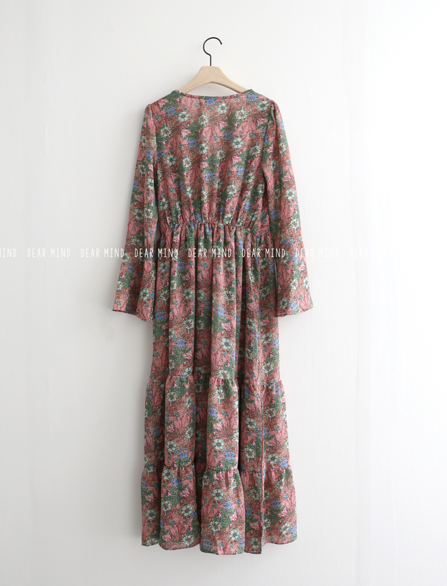 New Women Dress Flower Lap Long Dress 2color Flora