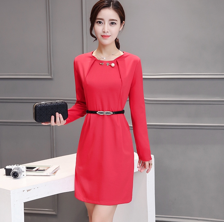 B10156 Autumn Chiffon Dress Elegant One Piece Work