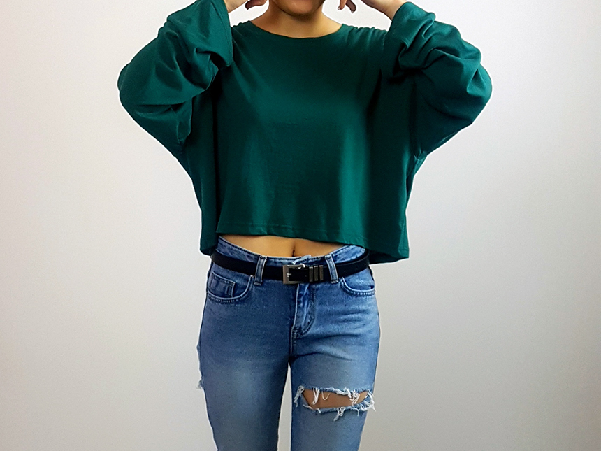 Plain 8800 Basic Crop Long Sleeve Tee 6color Holly