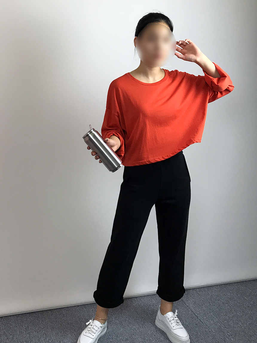 Plain 8800 Basic Crop Long Sleeve Tee 6color Holly