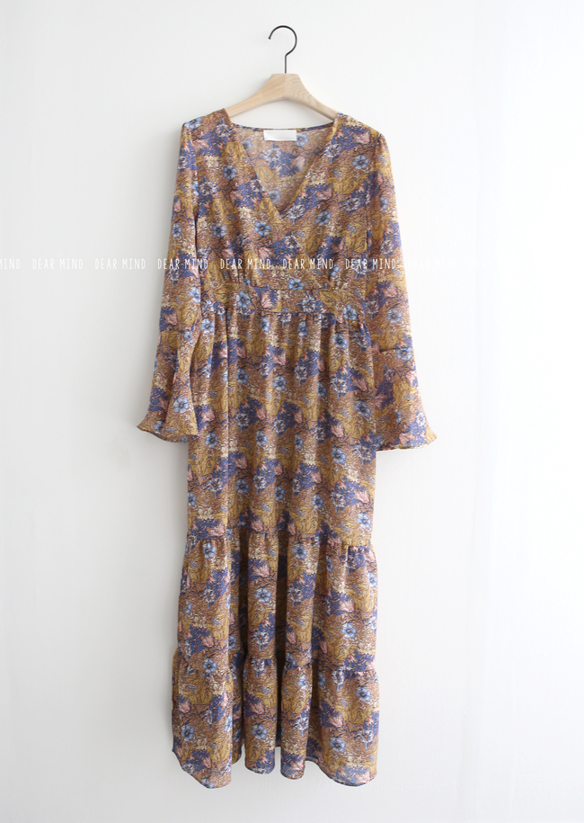 New Women Dress Flower Lap Long Dress 2color Flora