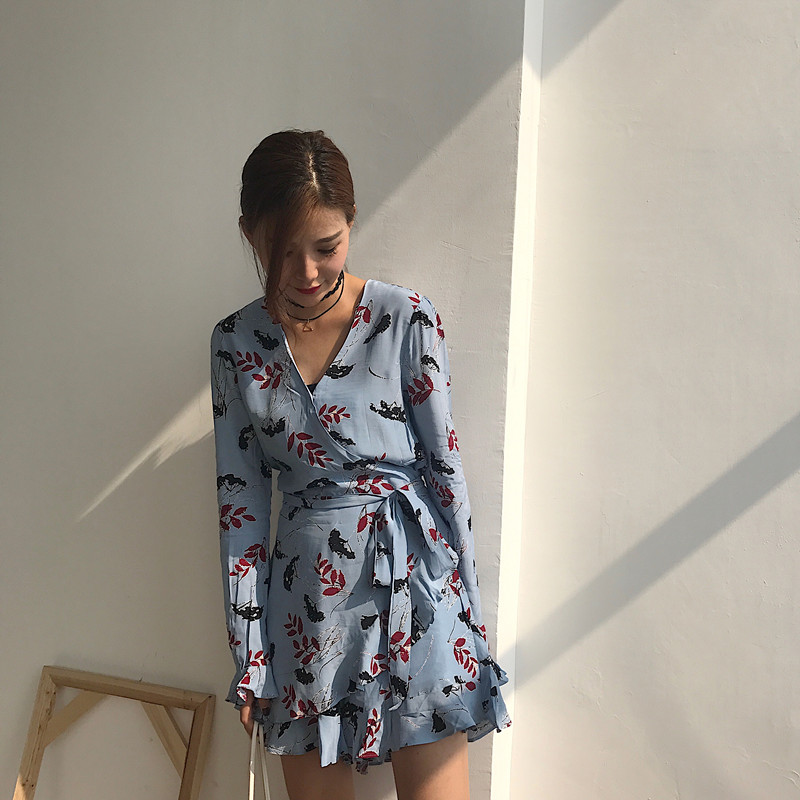 Maid Jay Autumn Leaves Chiffon Frill Sleeveless Wr