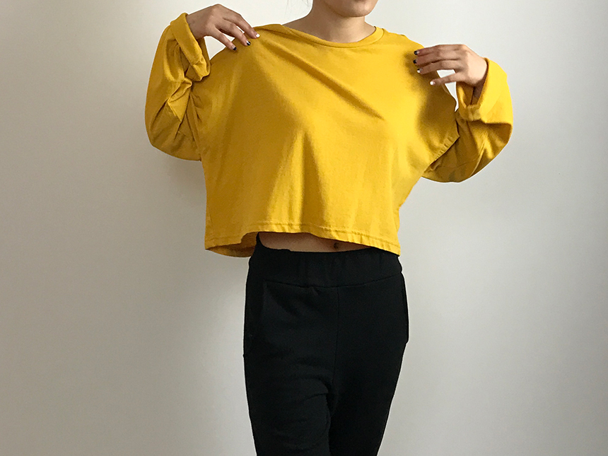 Plain 8800 Basic Crop Long Sleeve Tee 6color Holly