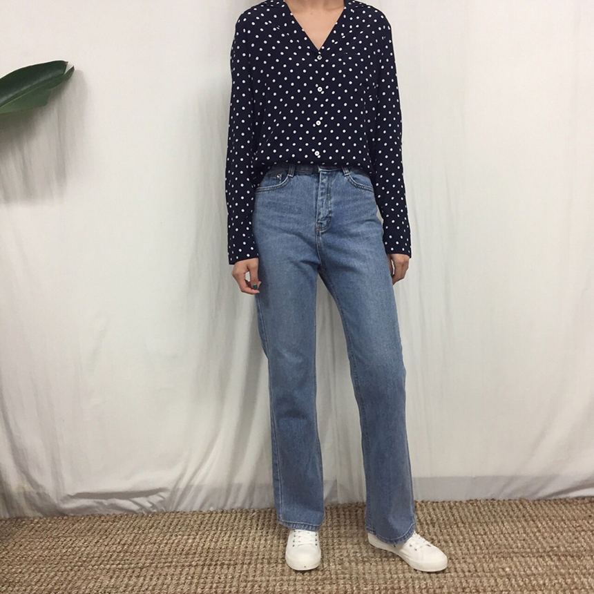 Women Jeans Pants High-waisted Fit Long Denim Pant