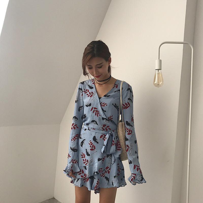 Maid Jay Autumn Leaves Chiffon Frill Sleeveless Wr