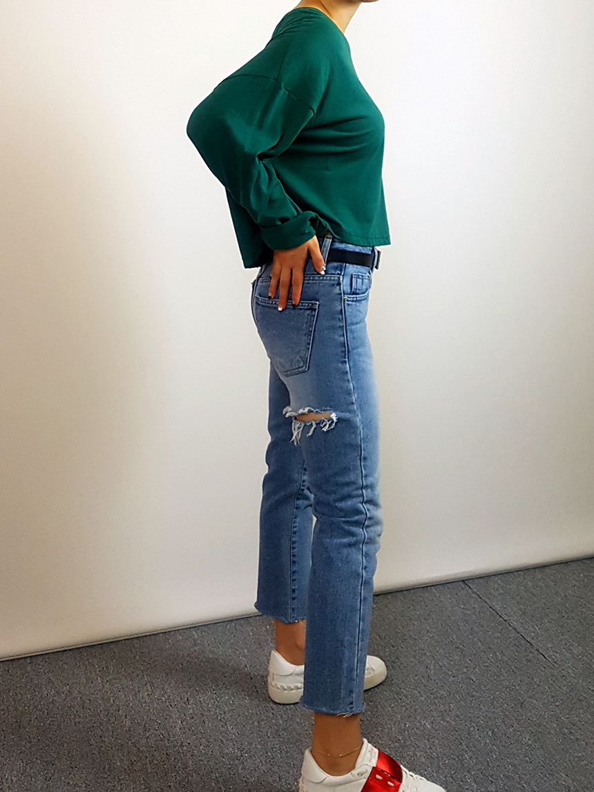 Plain 8800 Basic Crop Long Sleeve Tee 6color Holly