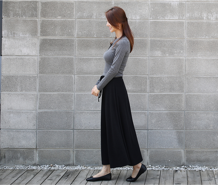 Dolce Ribbon Banding Skirt Flare Long Autumn Long 