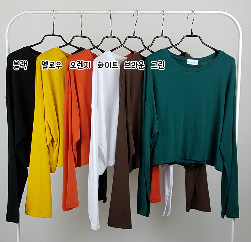 Plain 8800 Basic Crop Long Sleeve Tee 6color Holly