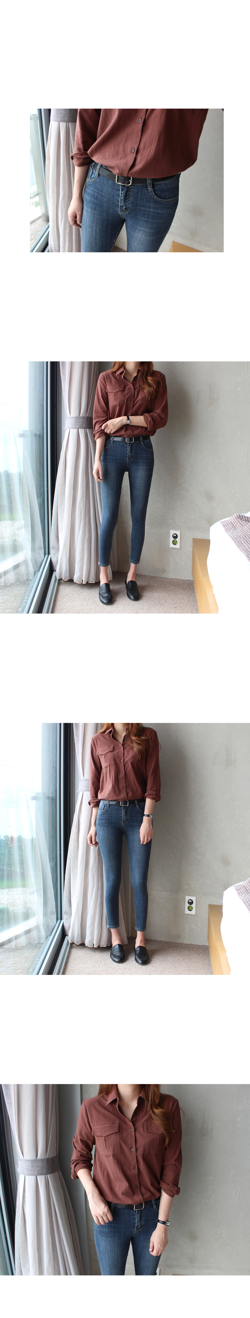 Fall to Pocket Cotton Shirt Southern Brown Women&#