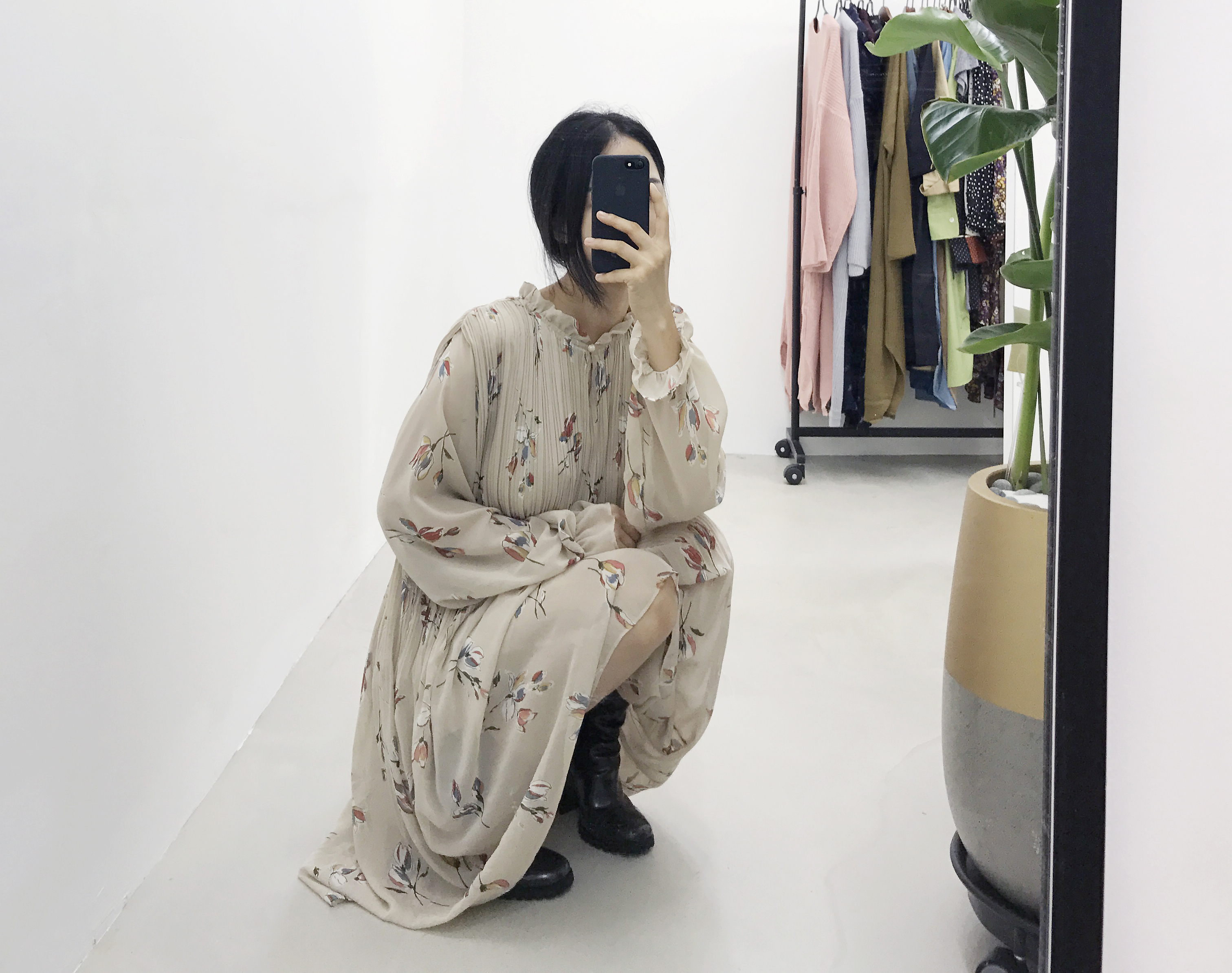 New Women Dress Fall Chiffon Flower