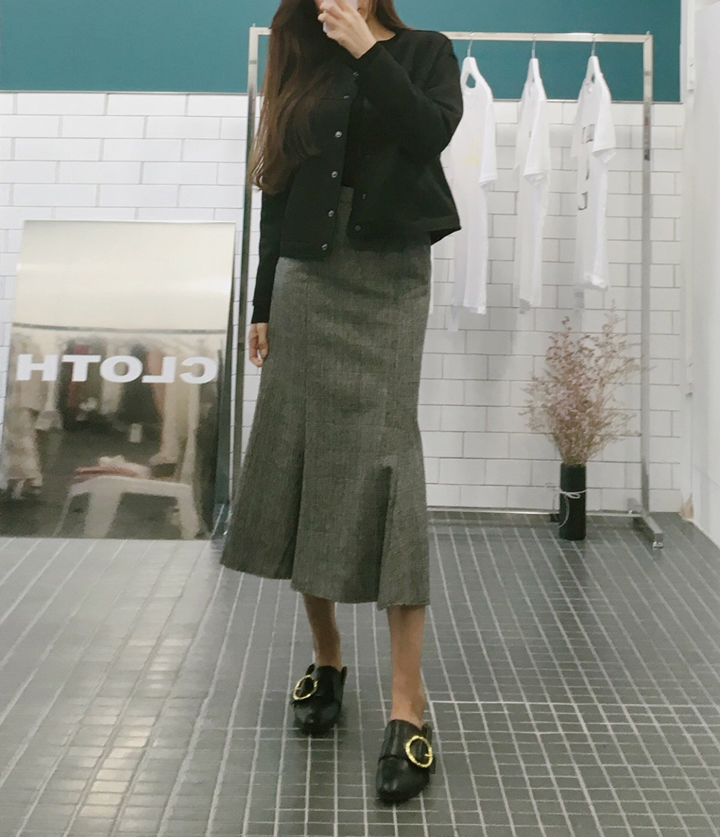 Mermaid check long skirt autumn skirt passenger of