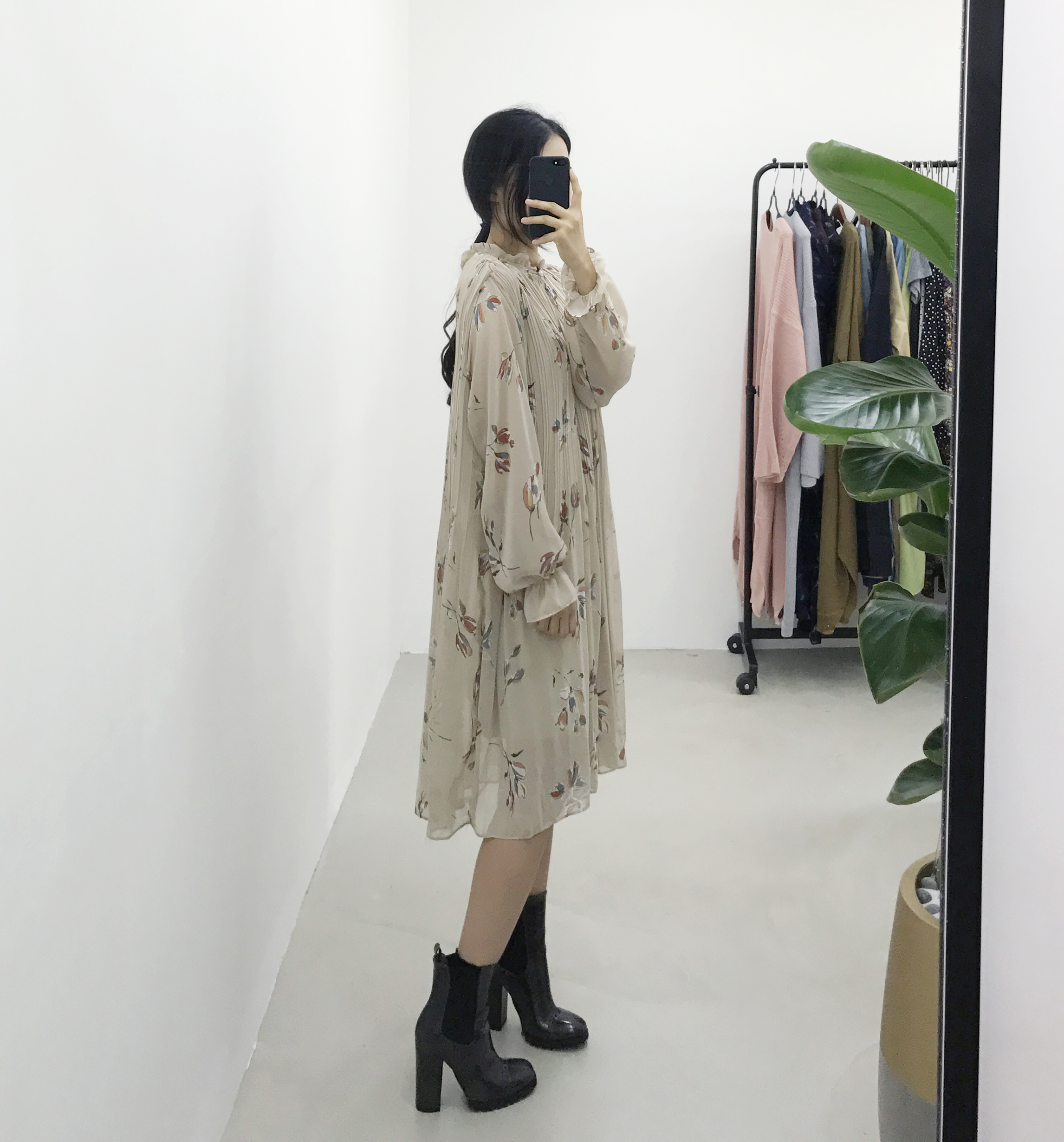 New Women Dress Fall Chiffon Flower